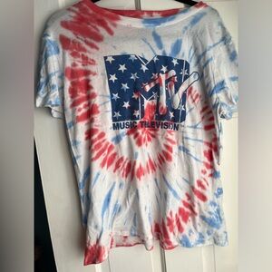 MTV Red, White, and Blue Vintage Y2K Logo Tee
